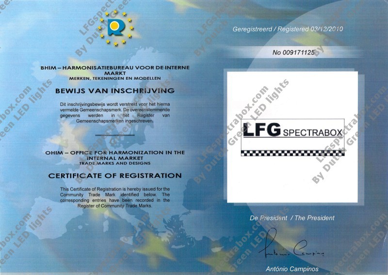 certificaat van de originele LFG spectra box